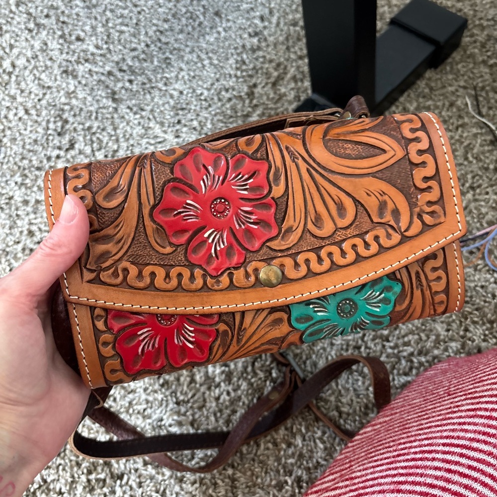 Handcrafted Floral Leather Bag